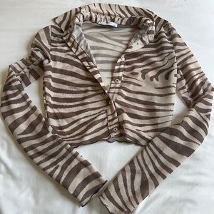 Bershka zebra print mesh top